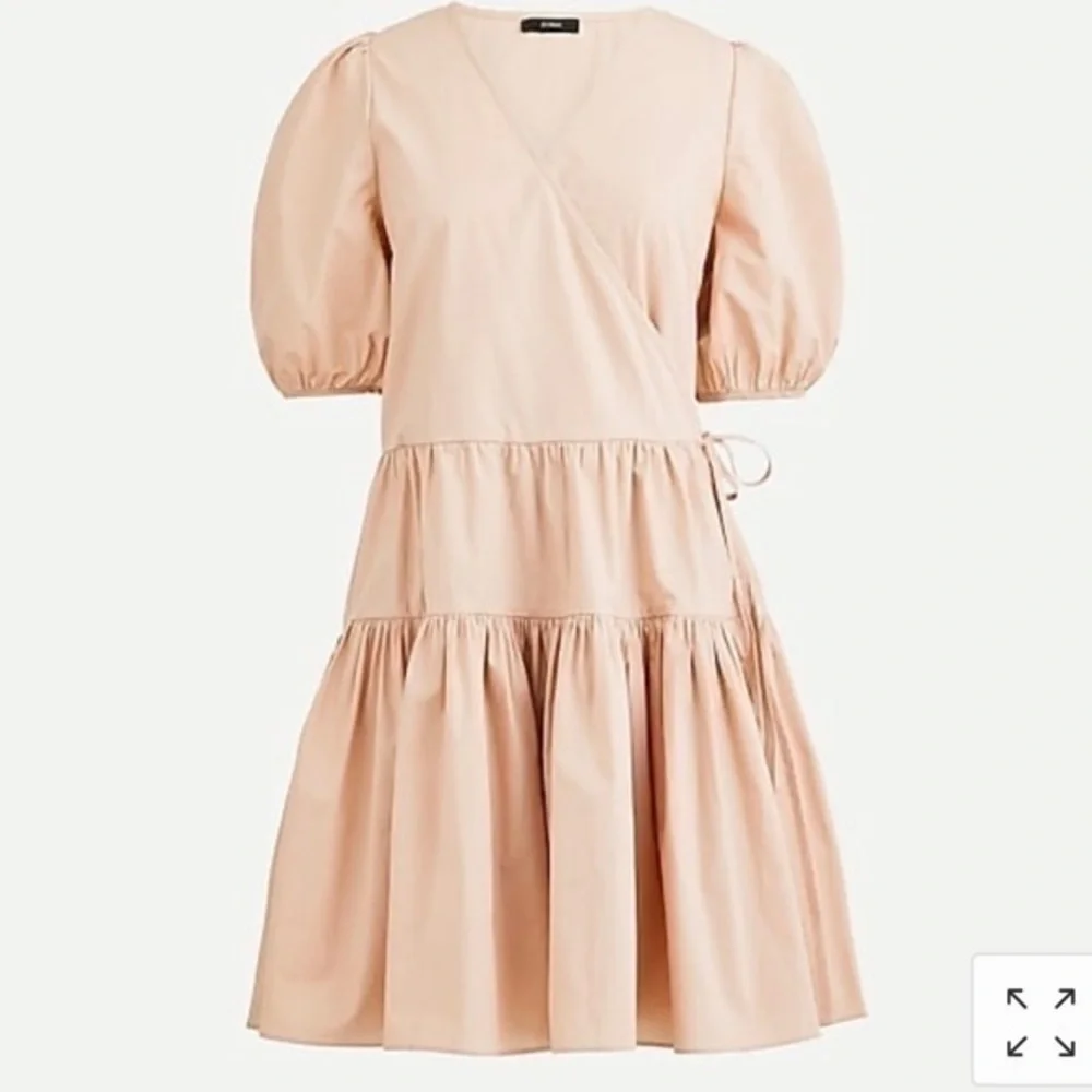 New J Crew Puff Sleeve Cotton Poplin Wrap Dress